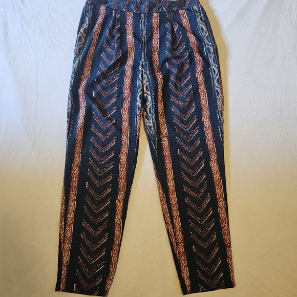 Lauren by Ralph Lauren Boho Tribal Print Pants Size 10 Red Blue - Picture 1 of 4